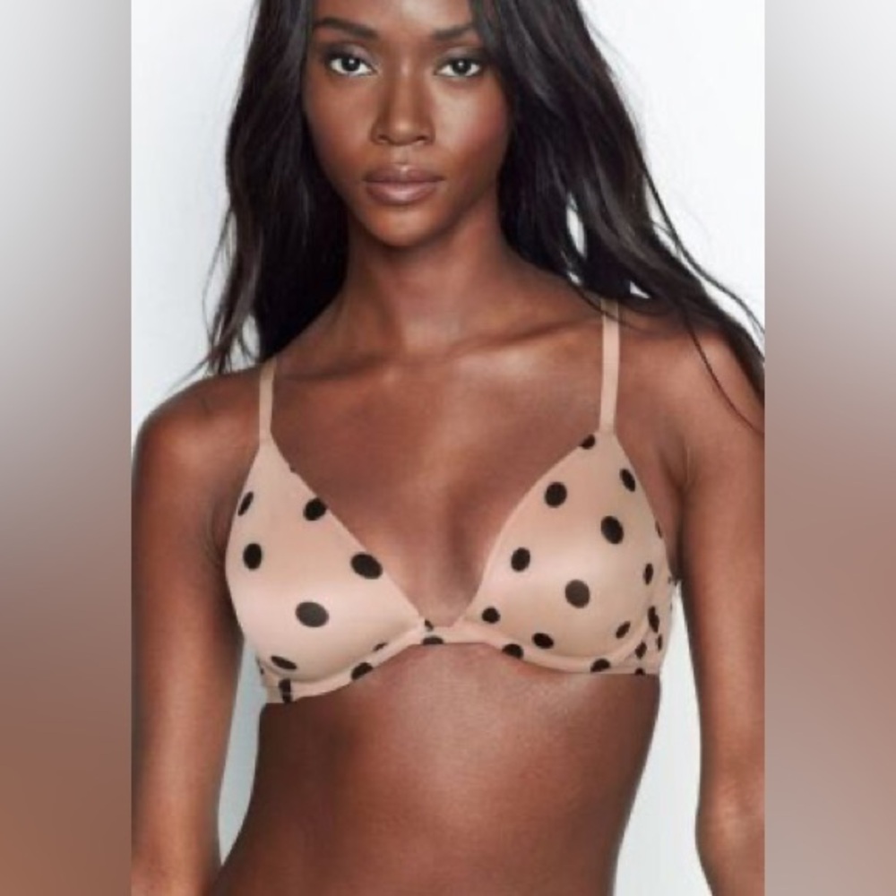 NWOT VS Unlined Beige Polka Dot Bra